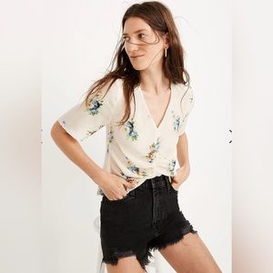 Madewell Silk Shirred-Front Top in Classic Corsage